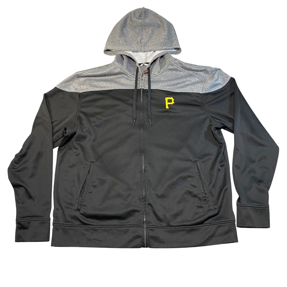 CBUK Cutter & Buck Pittsburgh‎ Pirates MLB Full Zip Hoodie Mens XL Black Gray